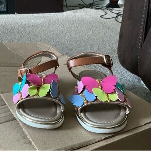 Falls Creek Pink and Blue Sandals with Decorative Embellishments